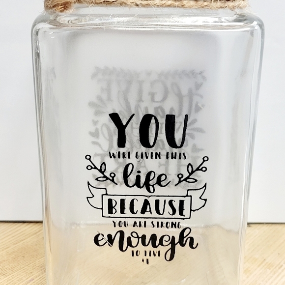 Rustic Farmhouse Square Jar Handpainted - Picture 4 of 4